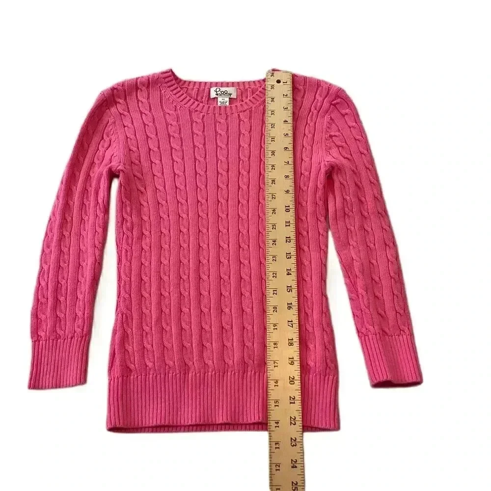 Lilly Pulitzer Pink Cable Knit Sweater Crew Neck Long Sleeves Womens‎ Size XS - Picture 3 of 6
